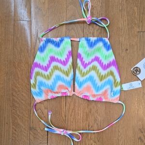 HURLEY BRAND WOMEN'S MULTI COLORS REVERSIBLE BATHING SUIT TOP SIZE MEDIUM